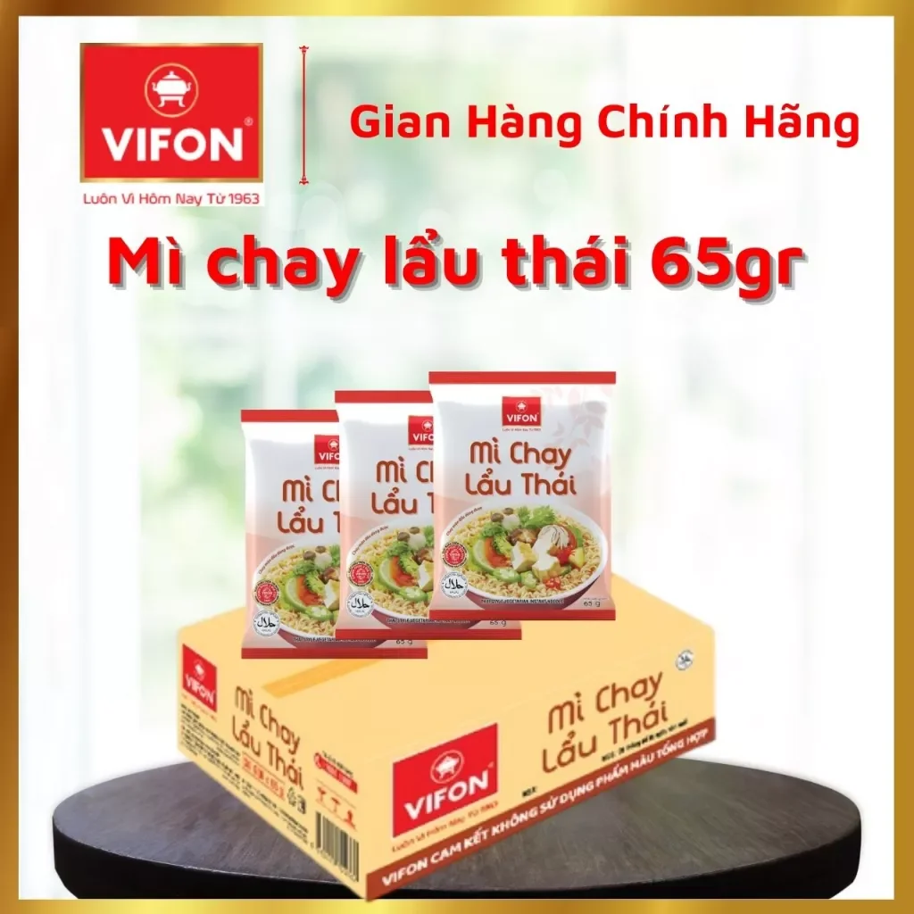 Thùng 30 gói mì chay lẩu thái vifon 65g/gói.