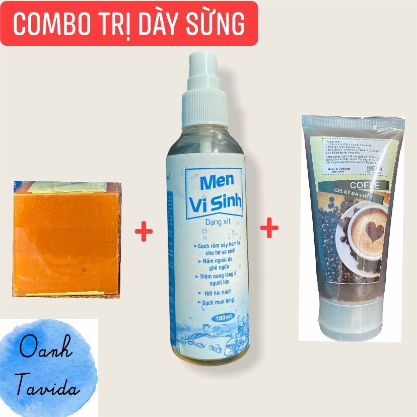 Combo Dứt Điểm Viêm Nang Lông Dày Sừng * 1 Soap Nghệ 1 Tẩy Da Chết 1 Men Vi Sinh Tavida*