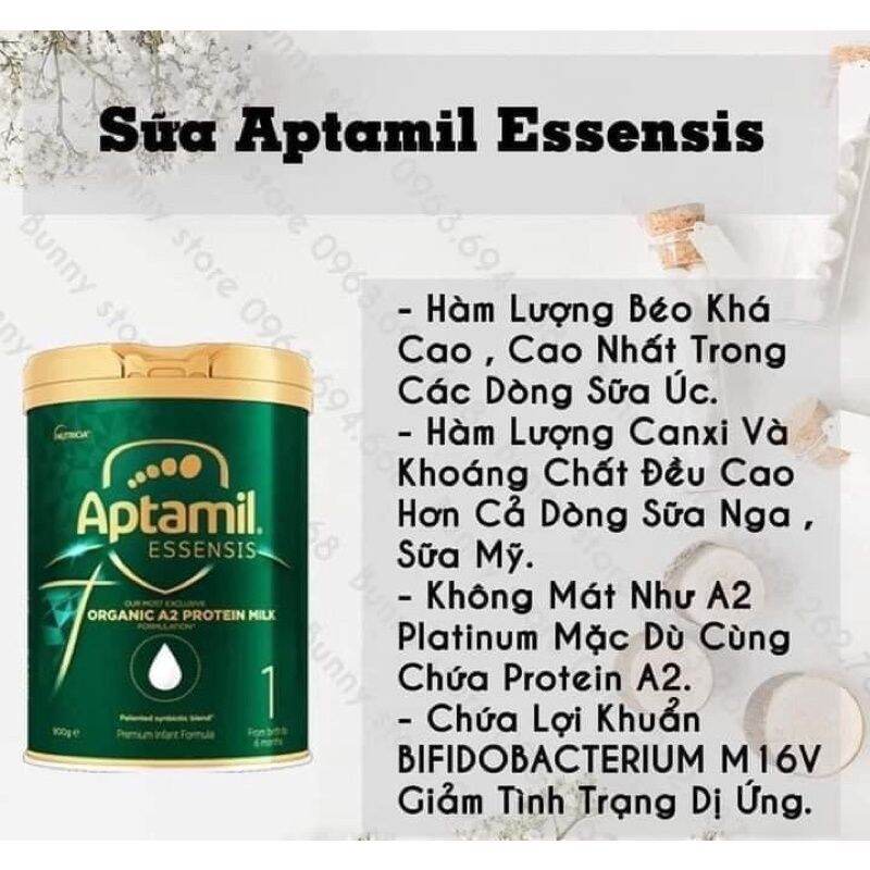 Sữa Aptamil Essensis Úc đủ số 1, 2, 3