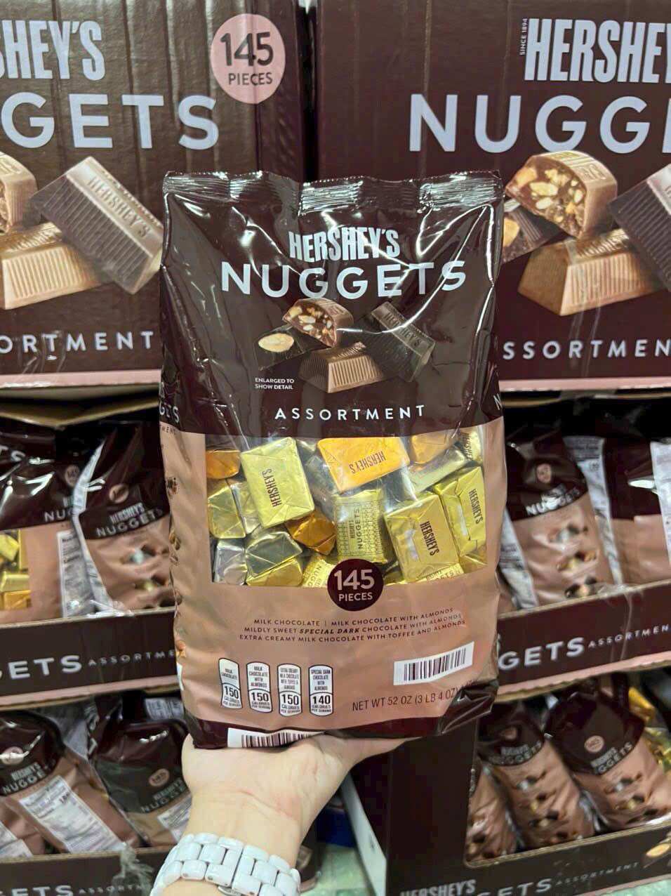 [HSD 08/2926) Socola HERSHEY NUGGETS ASSORTMENT 1.47kg 145 viên tù MỸ