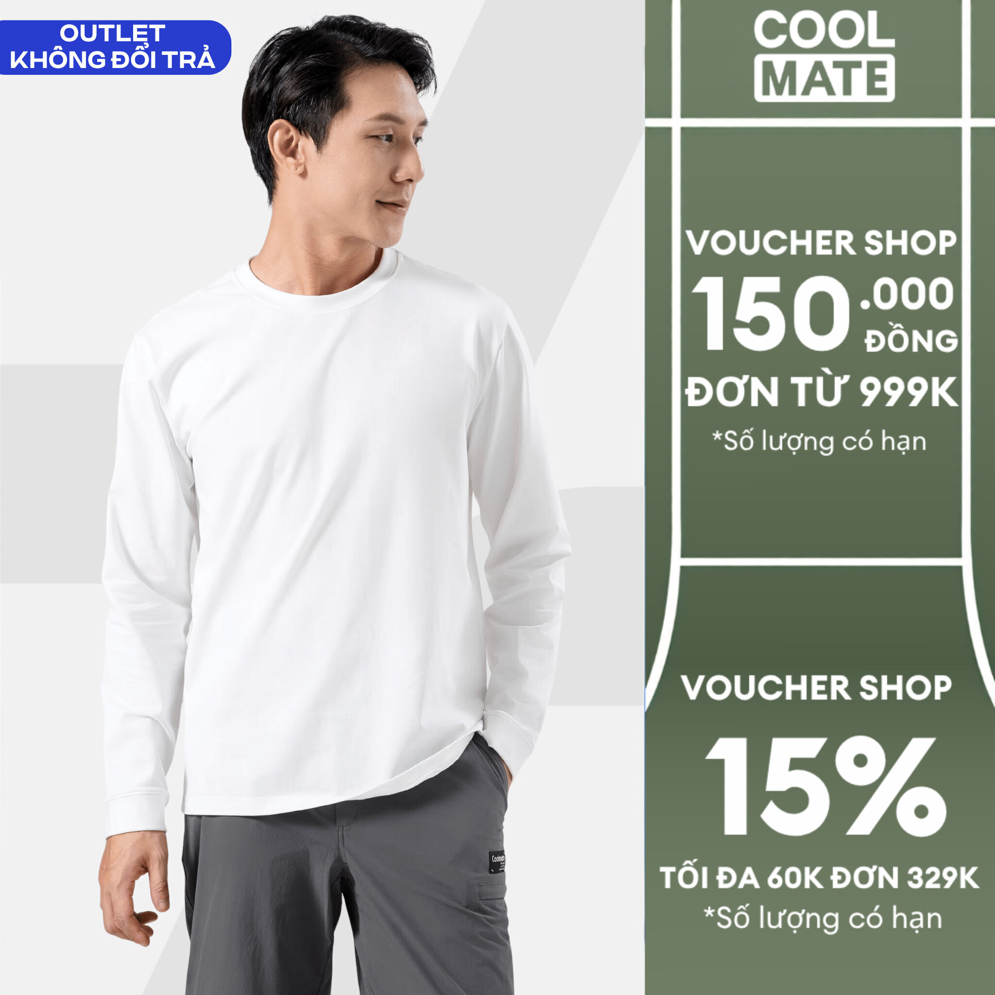 Áo thun nam dài tay Cotton Compact Premium chống nhăn Coolmate