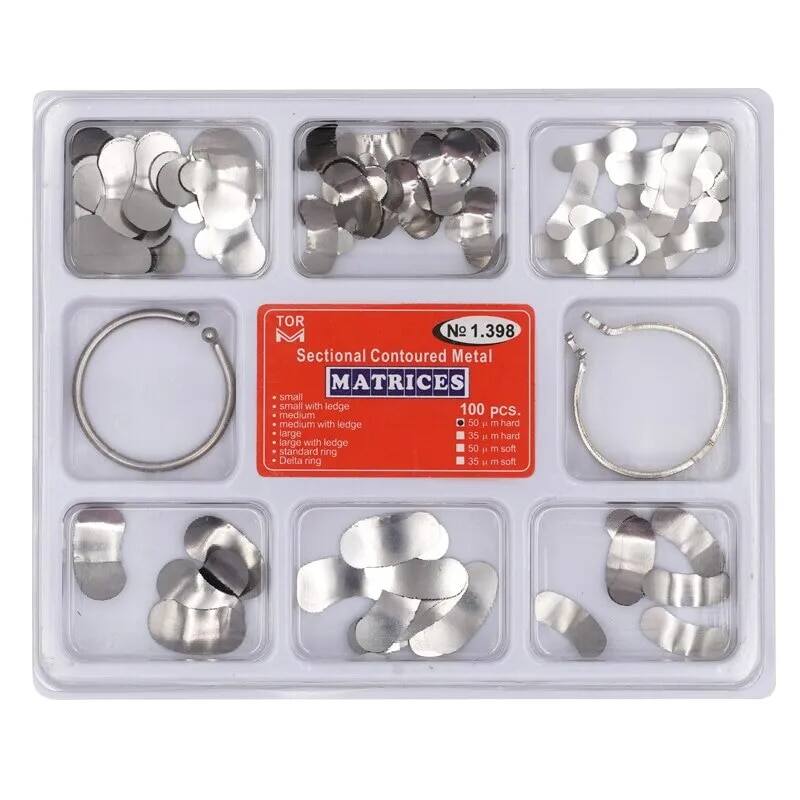 Denspay 100 cái/hộp nha khoa cắt ma trận hệ thống nha khoa cắt ma trận ban nhạc nhựa kẹp/seperating vòng nha sĩ công cụ