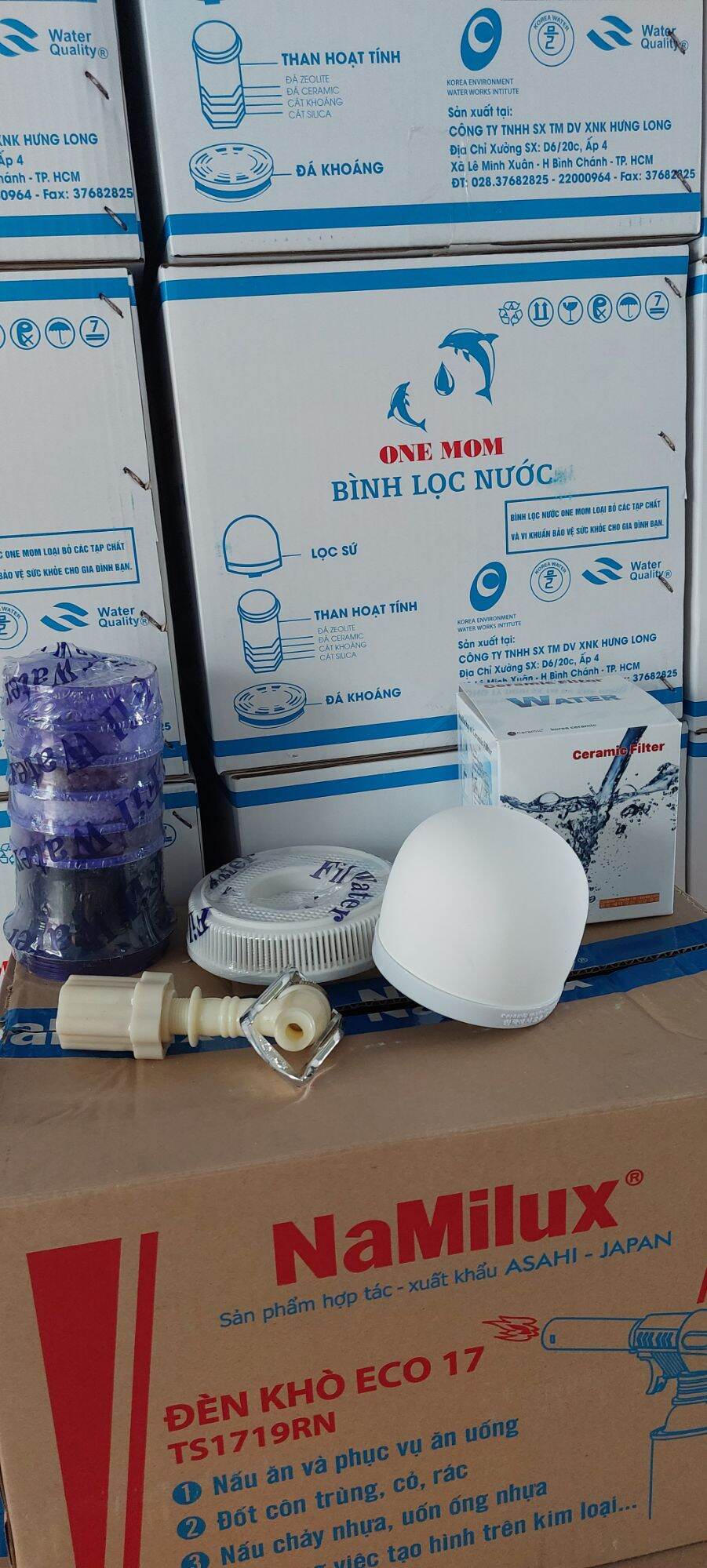 Bộ linh kiện lọc nước hàn quốc ( sứ vỏ trắng, vòi chống gãy)