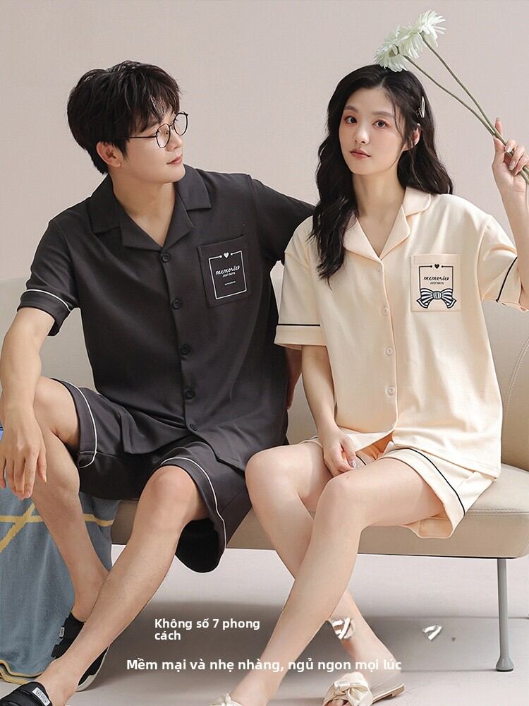 MiiOW | Pure Cotton Short Sleeve Sleepwear Set For Couples Catman Summer Home Clothes Women's Style Youth Fashion Online Exclusive Giá 697,000 Đồng*Miễn phí vận chuyển