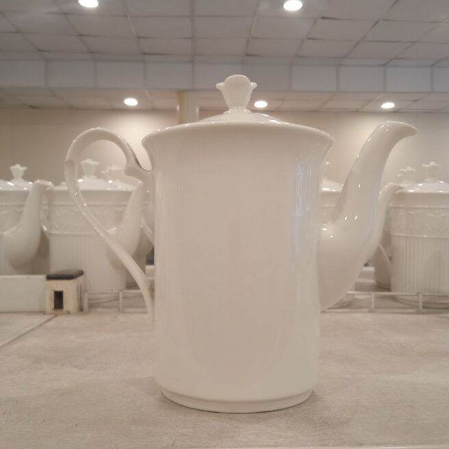 Bình trà sứ minh long 0.8 lít - trắng ngà