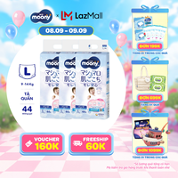 [12-14.08 QUÀ TẶNG SLCH] Combo 3 tã quần cao cấp Moony Bé Trai L44 miếng - Nhập khẩu từ Nhật Bản