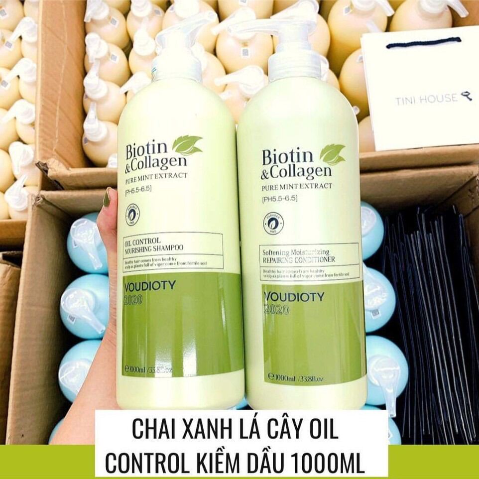 Cặp Dầu Gội Xả Biotin Collagen Xanh Lá