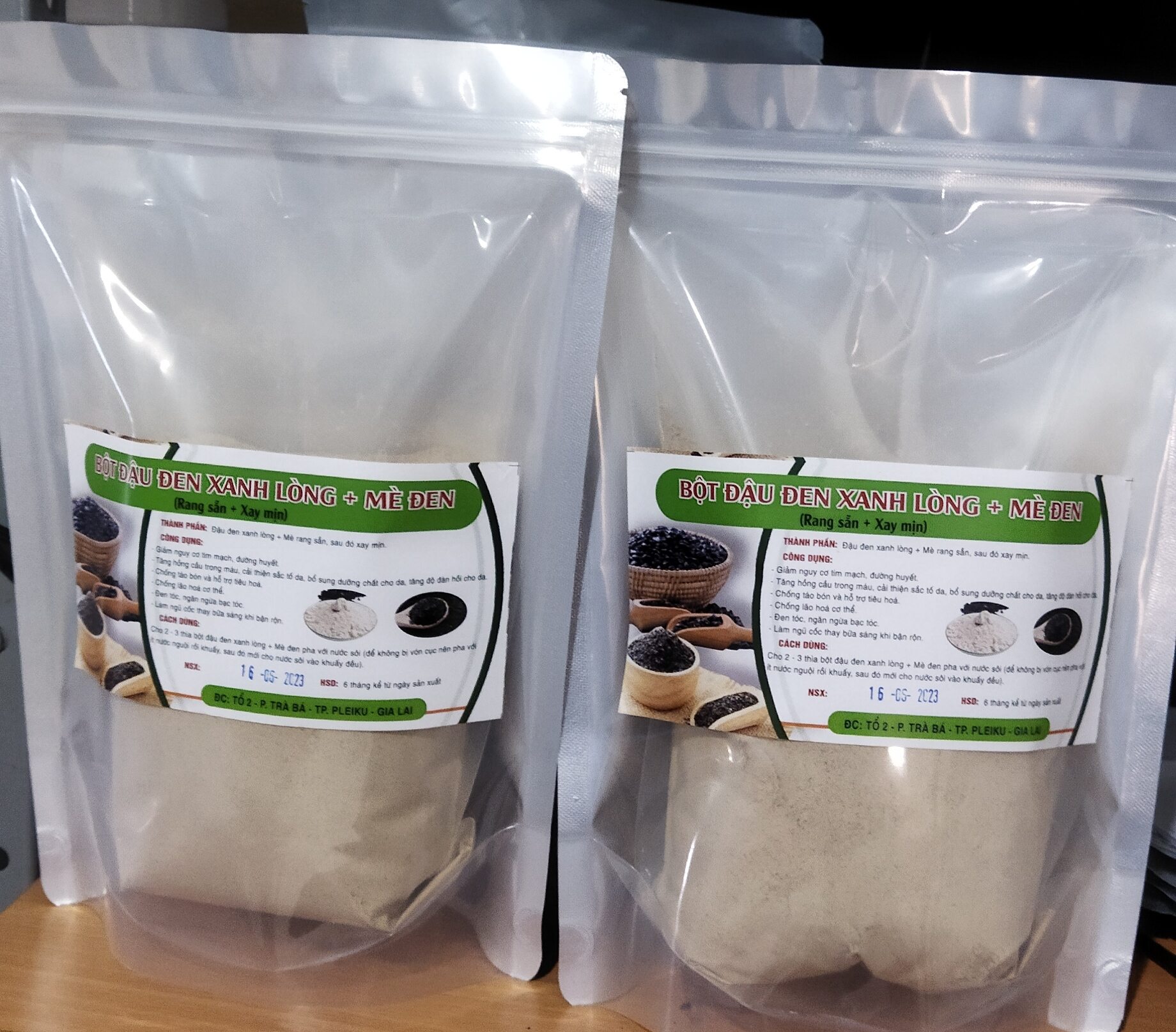 1kg bột đậu đen + mè đen rang sẵn xay mịn