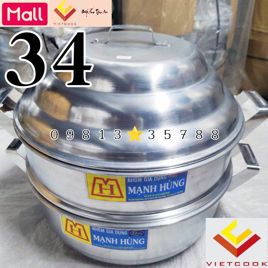 Bộ xửng hấp size 34 Nhôm Mạnh Hùng chuyên hấp bánh bao, xôi, hải sản và thực phẩm