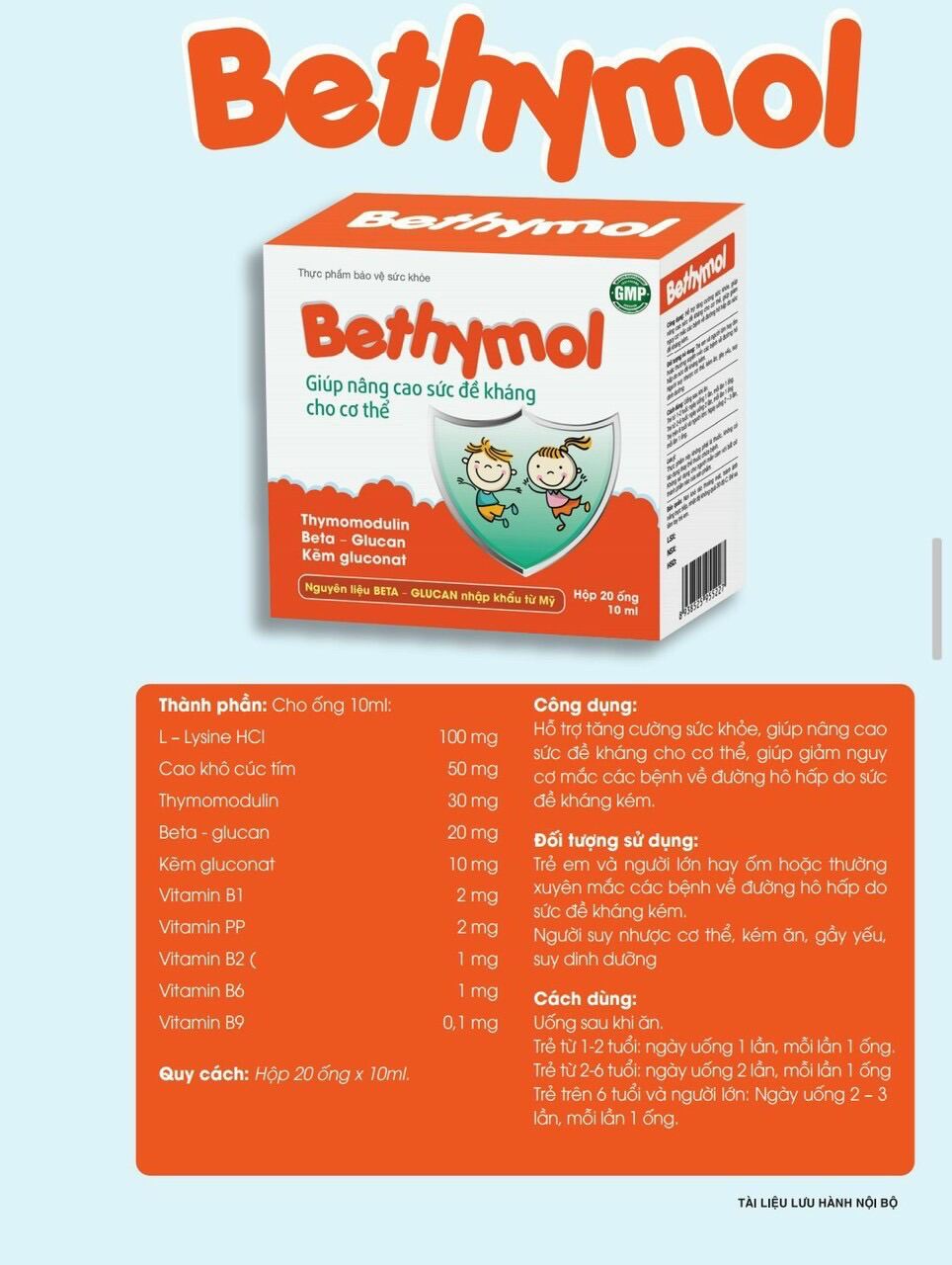 Siro Tăng đề kháng Bethymol  thymomodulin+beta glucan