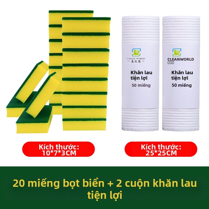CLEAN WORLD | Durable Cleaning Sponge Scrubbing Cloth for Dishwashing - 6