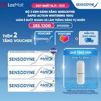 Bộ 3 Kem đánh răng SENSODYNE Rapid Action Whitening 100g giúp giảm ê buốt nhanh và làm trắng răng tự nhiên