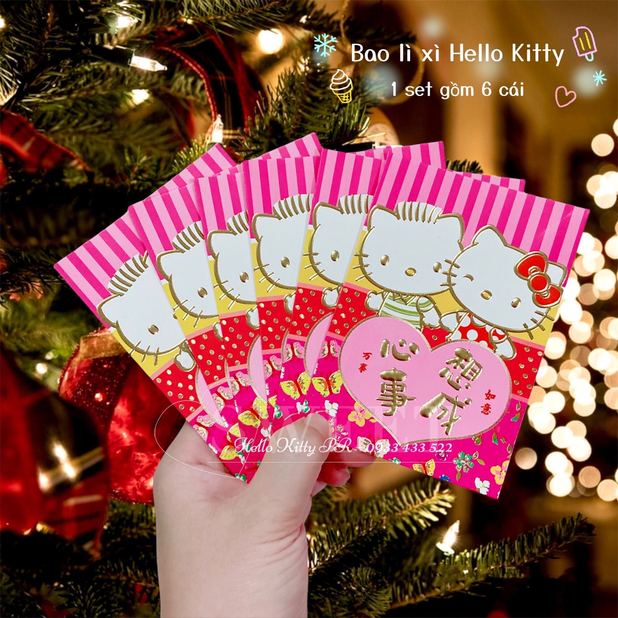 Set 6 bao lì xì Hello Kitty