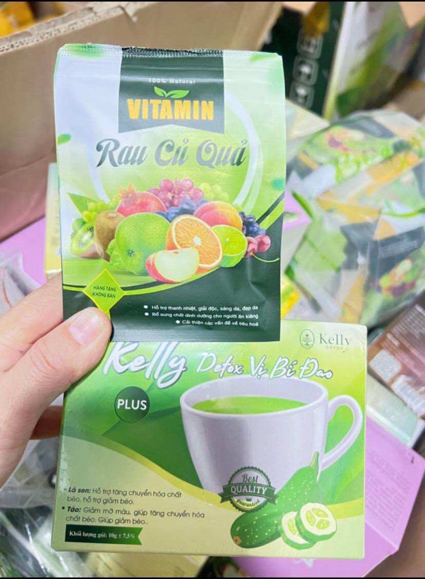 Trà bí đao Giảm Cân Kelly Detox Chính Hãng 15 gói tặng Vitamin