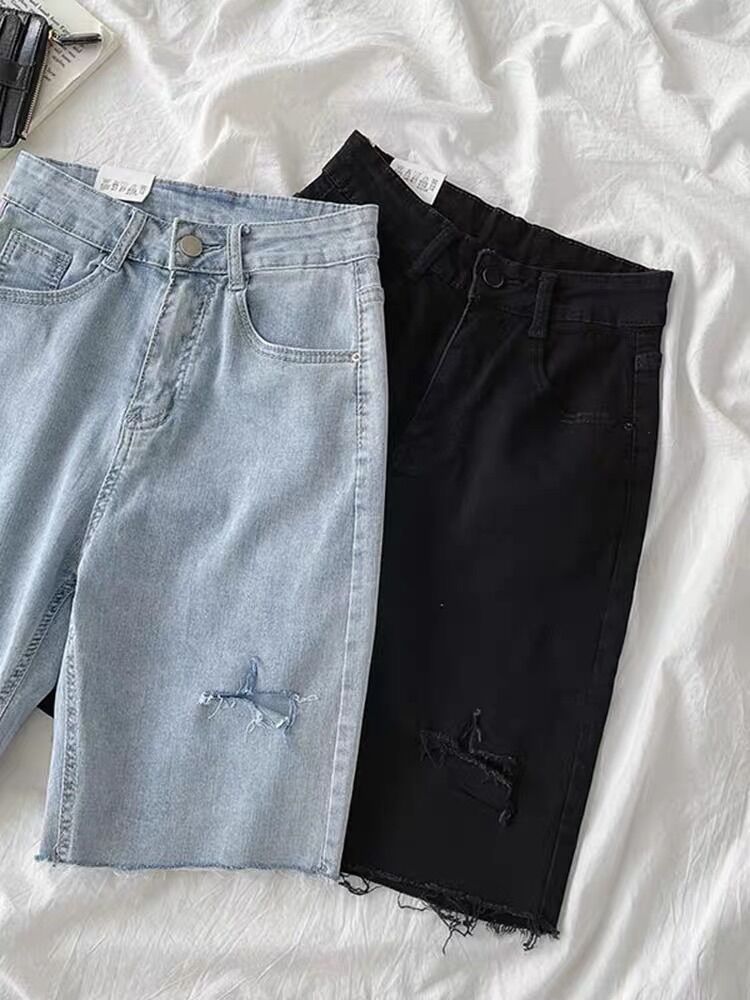 Quần jeans ngố V rách 1 Line