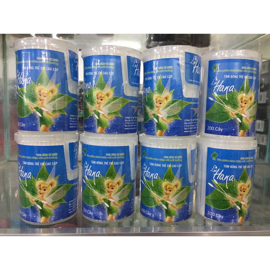 Tăm bông Hana thân nhựa em bé hộp 200que
