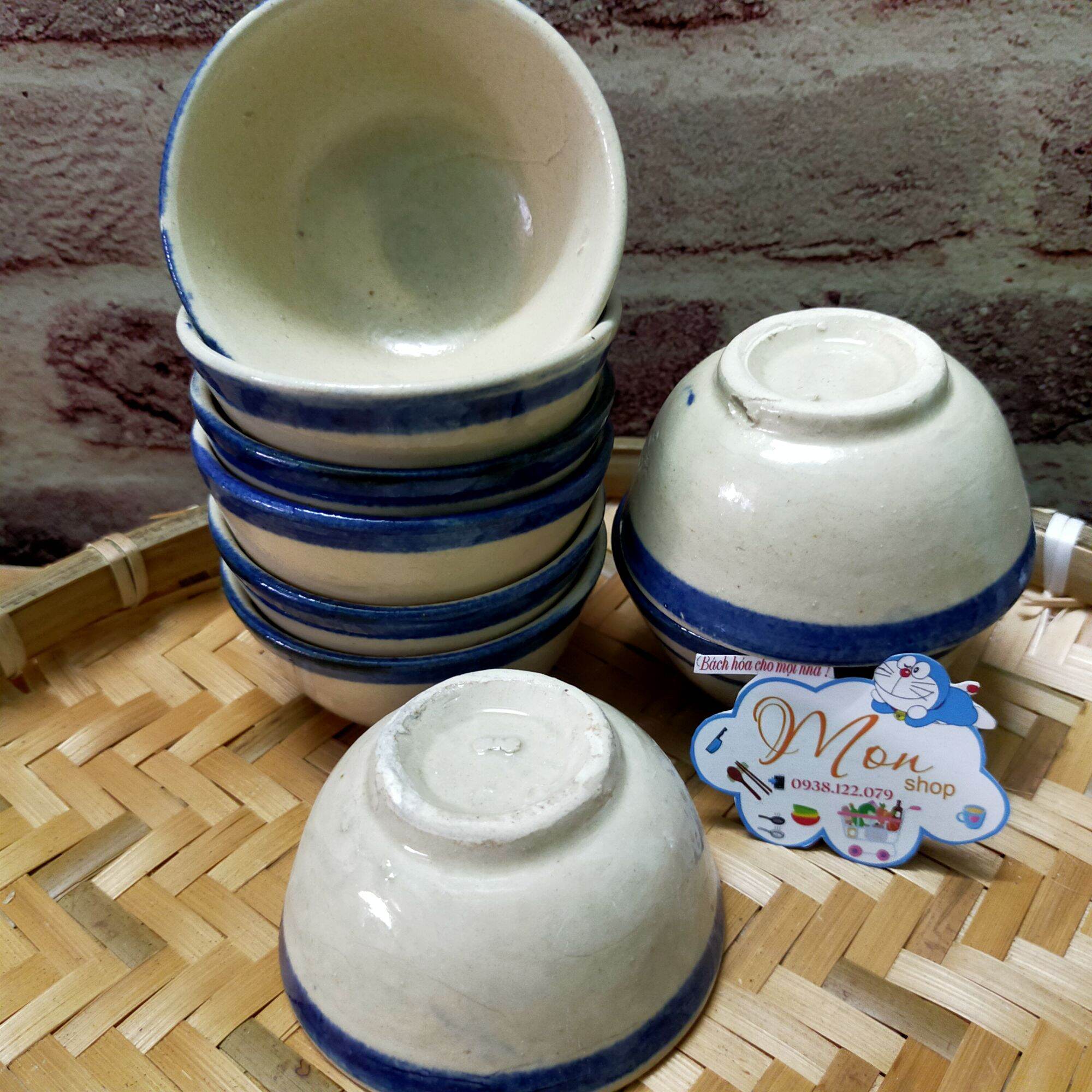 BỘ 10c CHÉN CHẤM NHỎ-BÁNH BÒ CHỈ XANH HÀNG THÔ