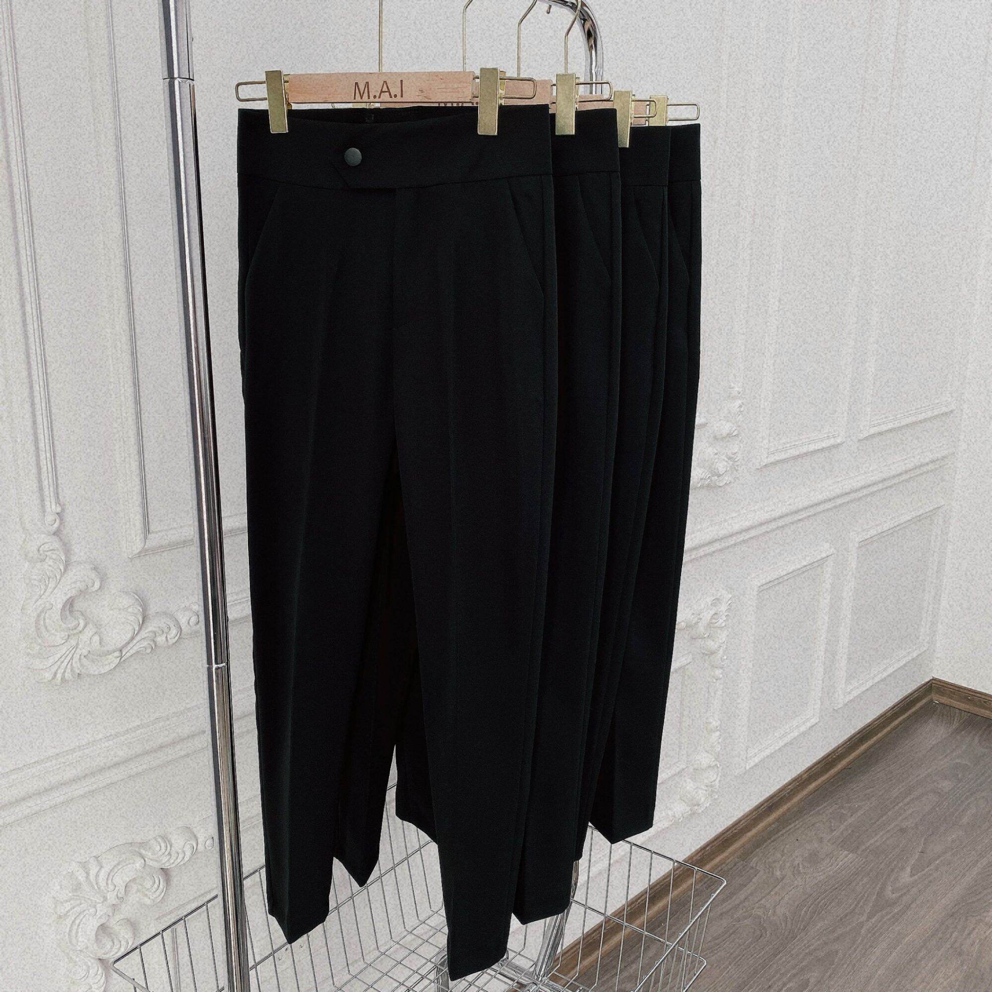 Quần baggy cúc bấm phom siêu chuẩn màu đen
