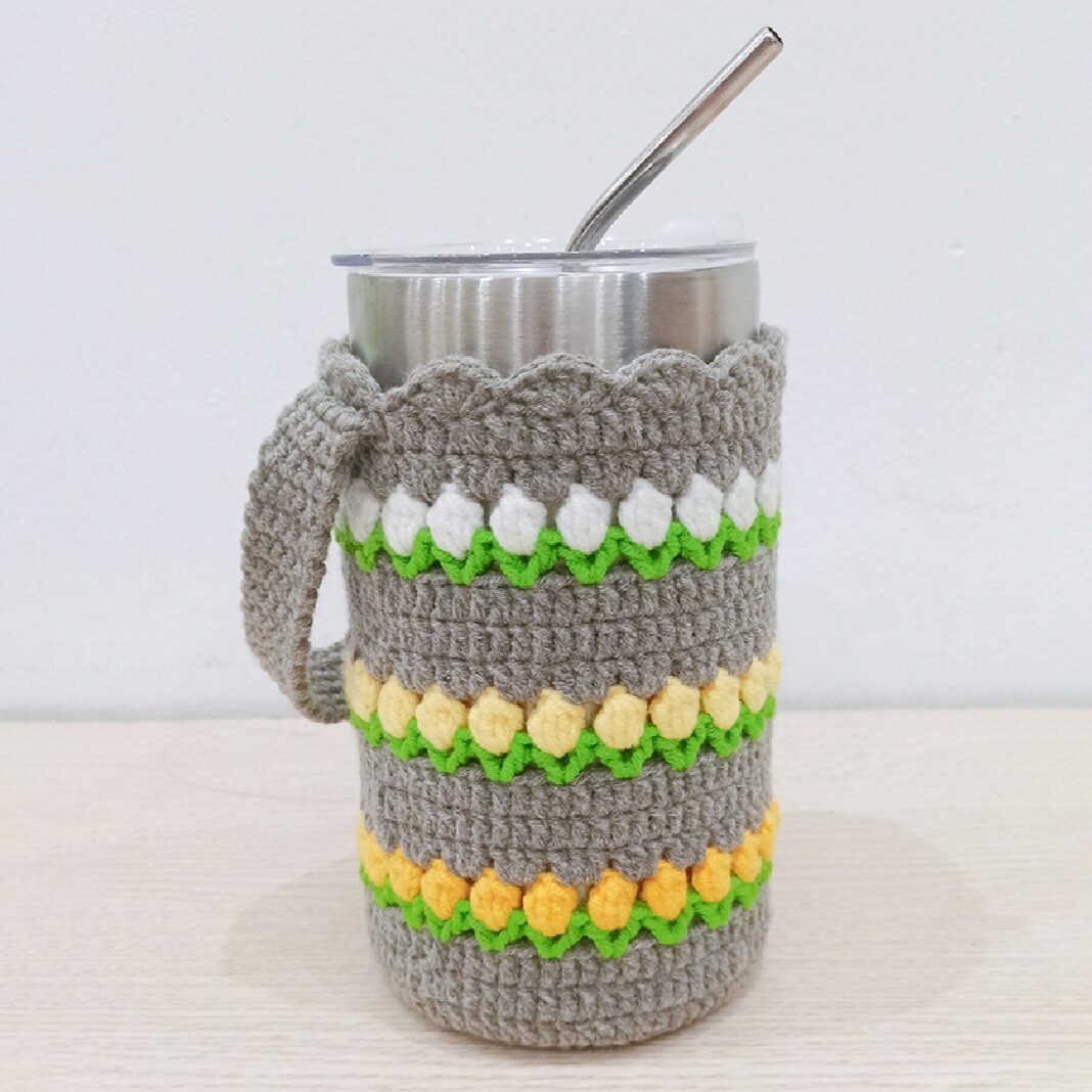 Túi đựng ly giữ nhiệt hoa tulip handmade