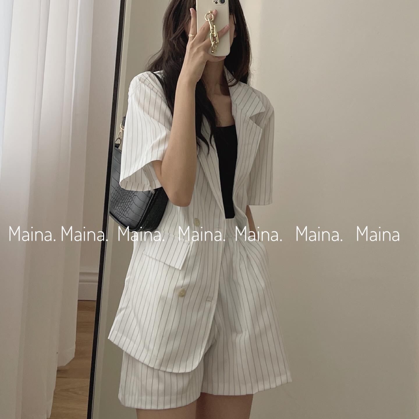 Set vest quần kẻ sooc basic 2 màu đen trắng