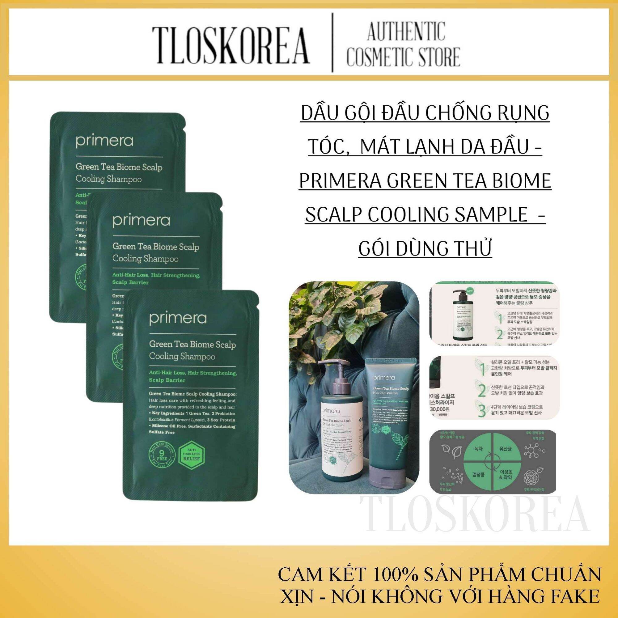[Primera] Dầu Gội Đầu Primera Trà Xanh Ngăn Rụng Tóc Mát Lạnh Cho Da