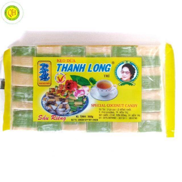Kẹo dừa sữa dứa sầu riêng Thanh Long 450g ( Kẹo dừa dứa 2 màu truyền thống)