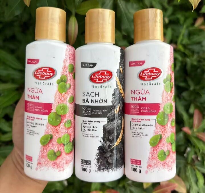  SET 3 CHAI SỮA TẮM LIFEBUOY 100ML.CHĂM SÓC CHUYÊN SÂU. DETOX SẠCH SÂU VÀ GIẢM MỤN TRÊN DA 100G. MUỐI HỒNG VÀ THAN. 