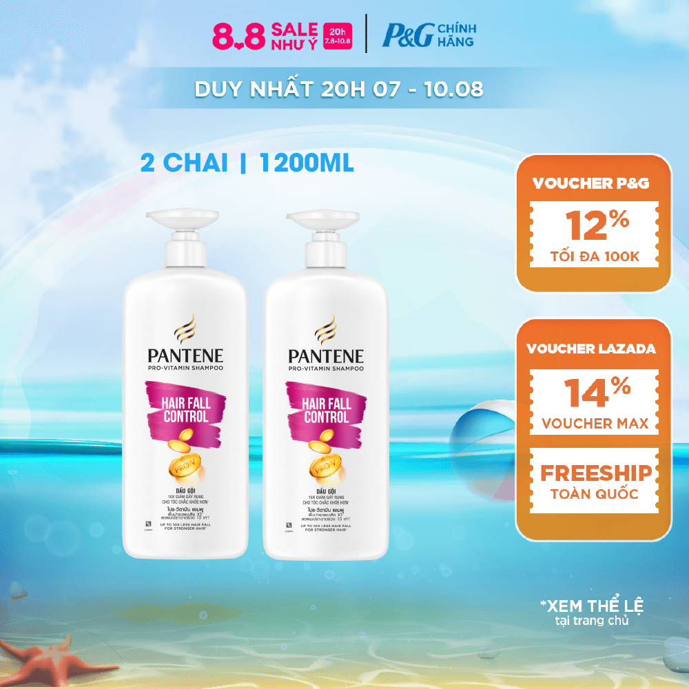 [Xu 17%] Combo 2 Dầu Gội PANTENE Pro-Vitamin Ngăn Rụng Tóc/ Phục Hồi Hư Tổn/ Suôn Mượt Óng Ả Chai 1200ML