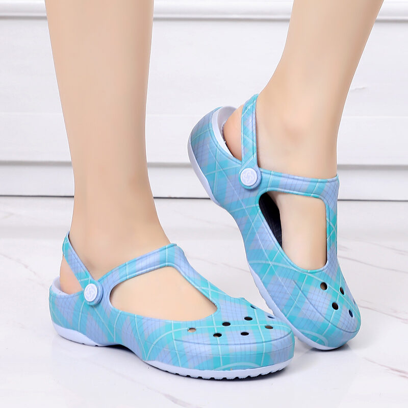 Dép Lỗ Veblen Nữ Giày Sandal Mary Jane Dép Lê Bít Mũi Đi Bên Ngoài Đế Dày Chống Trượt Giày Đi Biển Đế Mềm Veblen