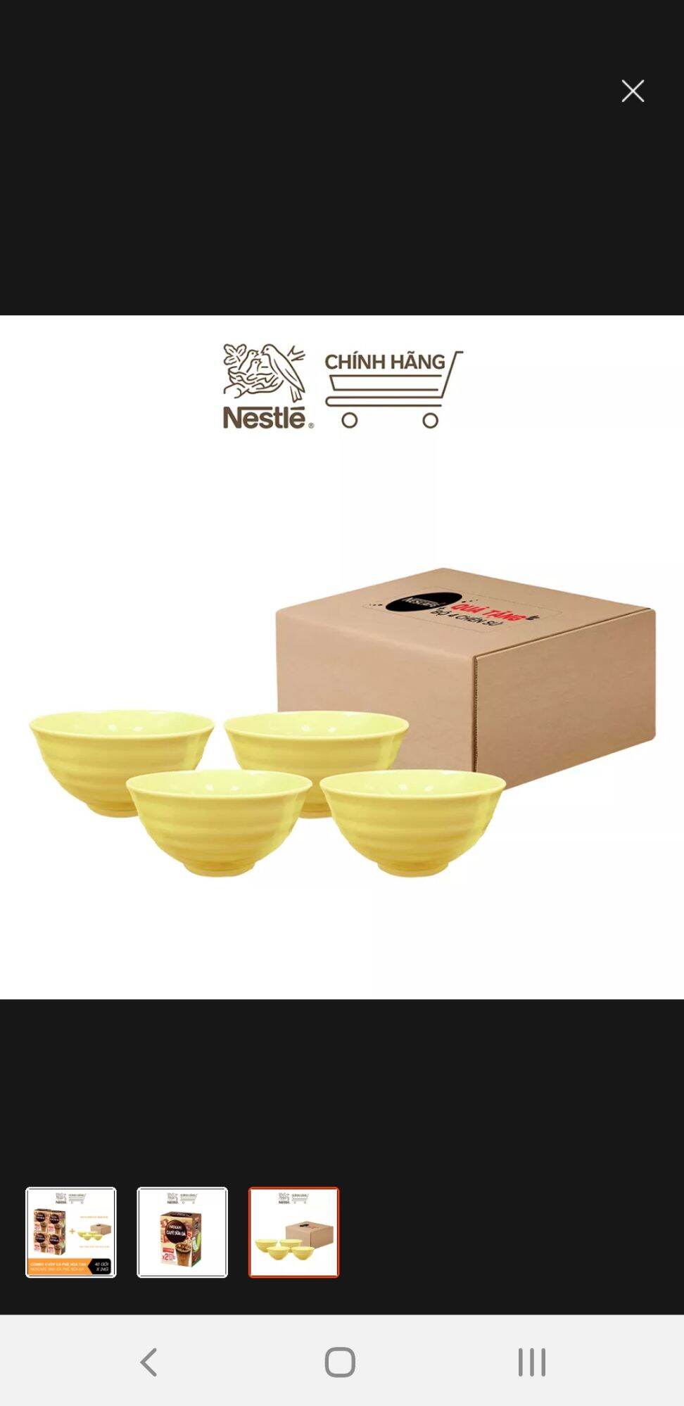 4 chén sứ vàng