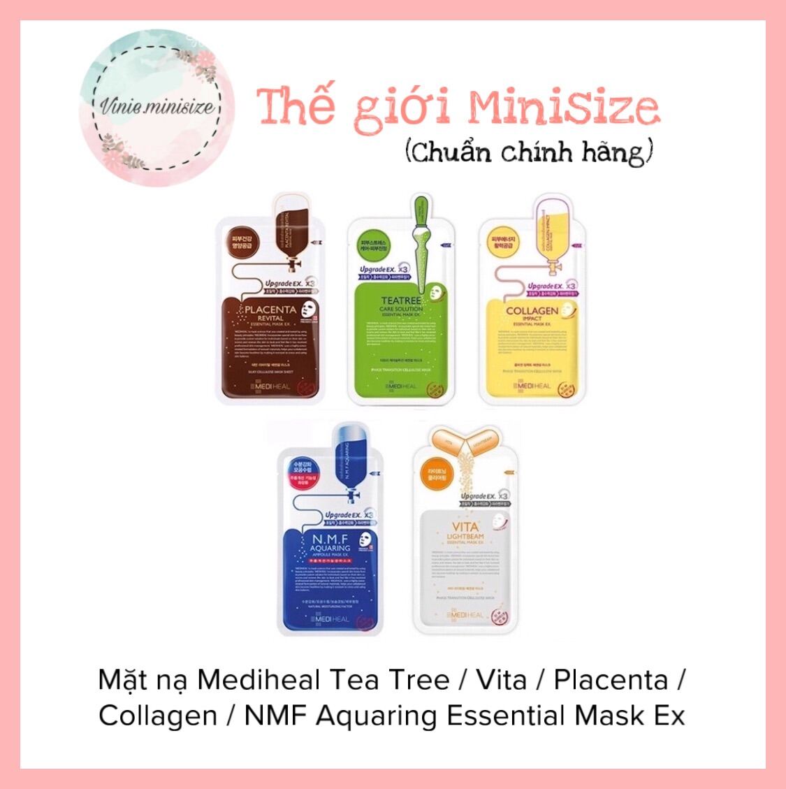 Mặt nạ Mediheal Tea Tree / Vita / Placenta / Collagen / NMF Aquaring Essential Mask Ex | Vinie.minisize nhập khẩu