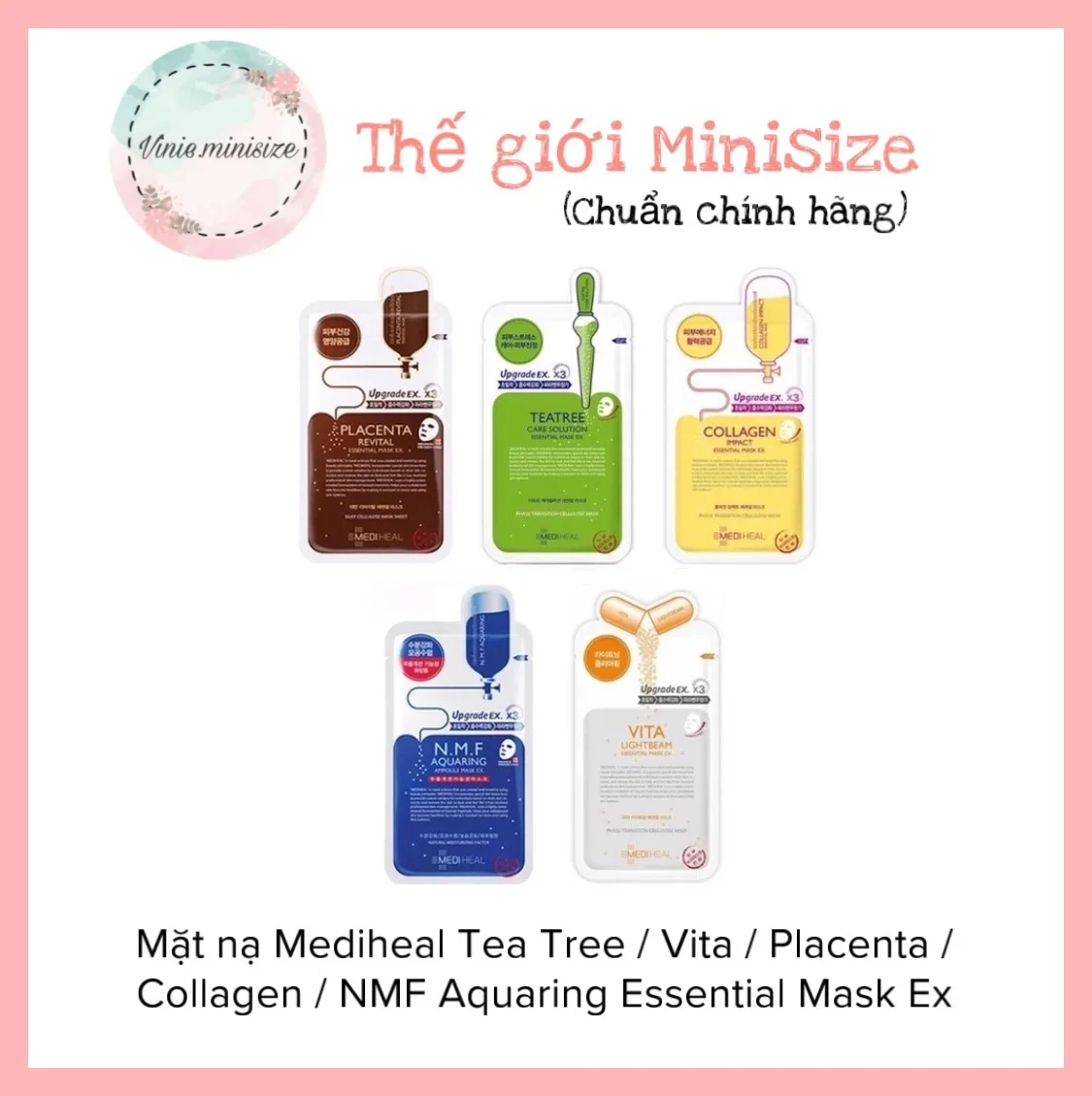 Mặt nạ Mediheal Tea Tree / Vita / Placenta / Collagen / NMF Aquaring Essential Mask Ex | Vinie.minisize