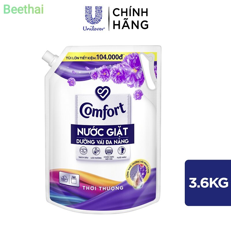 Nước giặt comfort 2 in 1 túi 3.8kg, giặt xả comfort matic 2 in 1, tinh dầu thơm, hàng chính hãng unilever việt nam, date mới hsd 11/2025