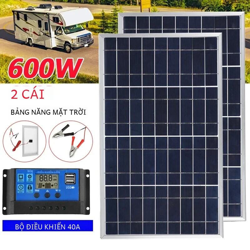 Bộ Bảng Điều Khiển Năng Lượng Mặt Trời Di Động 300W/600W Máy Phát Điện Năng Lượng Mặt Trời Ngoài Trời Có Thể Sạc Lại USB Đa Tinh Thể 12V Hoàn Chỉnh Với Nguồn Điện