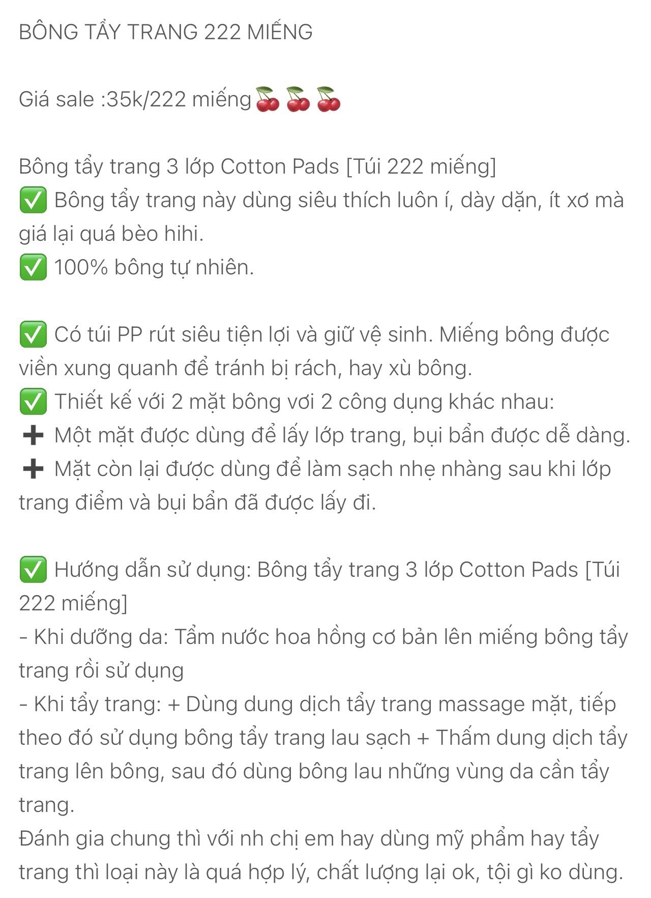 Bông tẩy trang 222 miếng