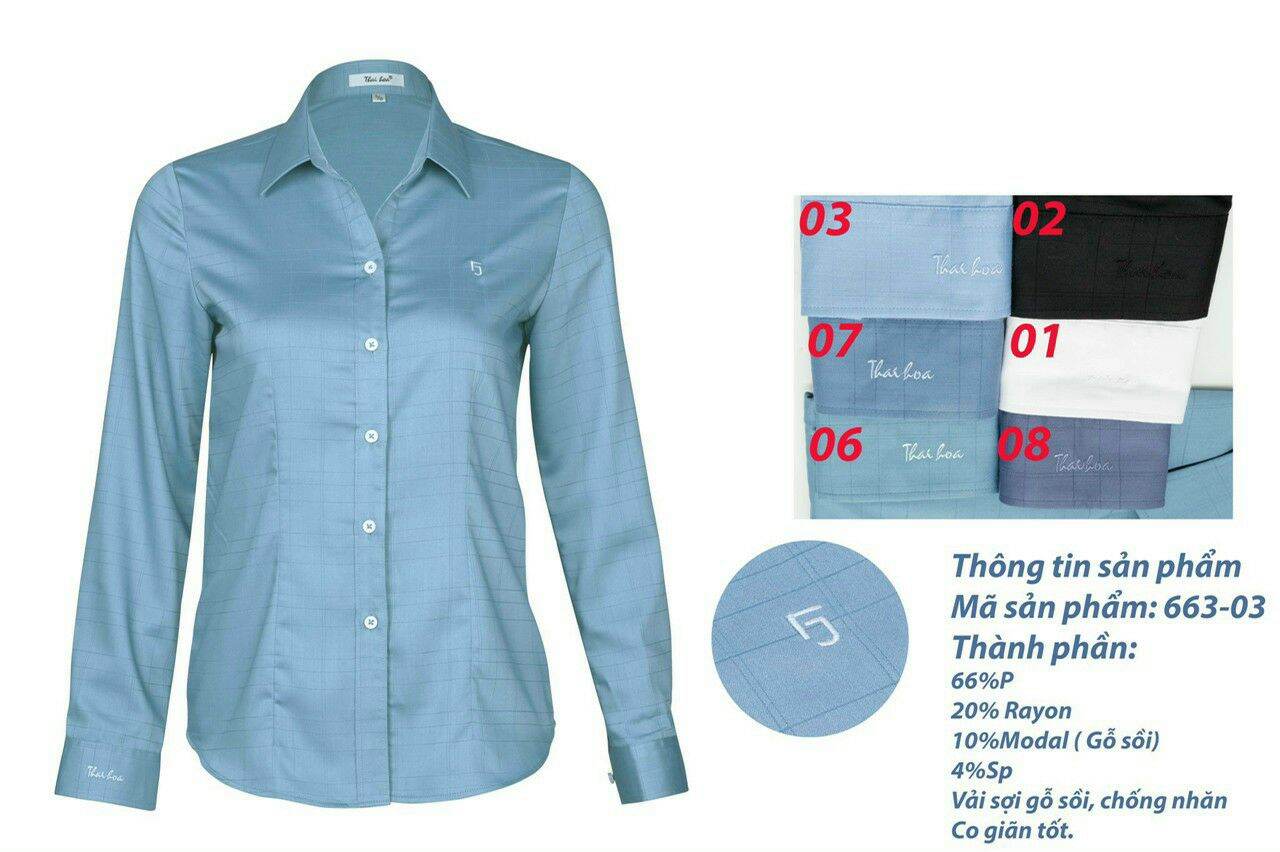 Áo sơ mi Thái Hòa cao cấp vải gỗ sồi chống nhăn tốt 663 đủ màu