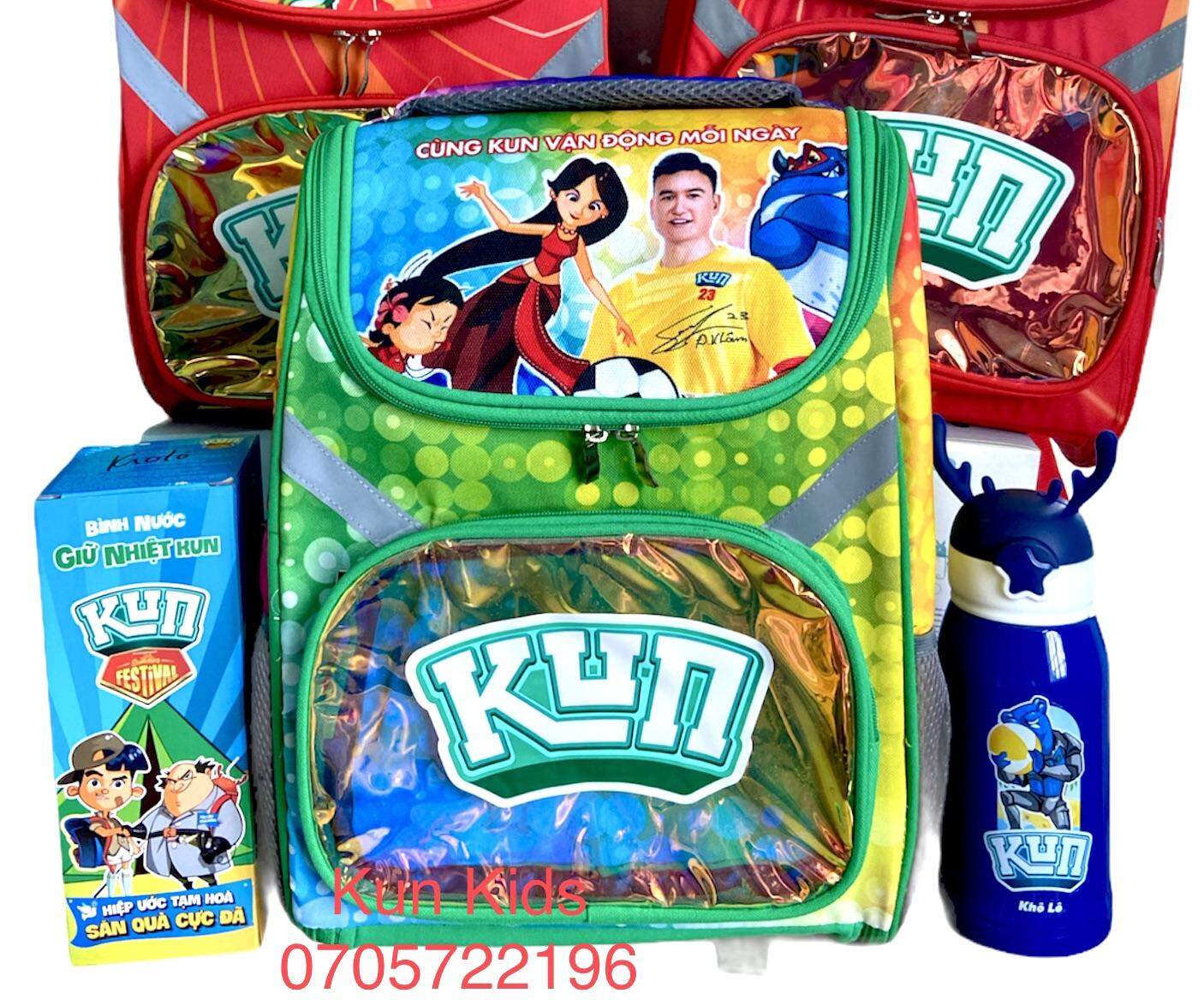 Balo Kun chống gù hình cầu thủ Văn Lâm xanh lá - Balo Kun hàng khuyến mãi sữa Kun