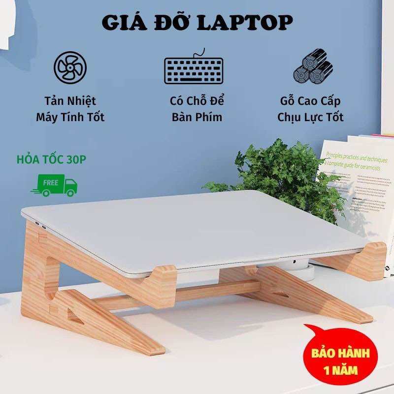 (SẴN HÀNG) Giá Đỡ Laptop Giá Đỡ Máy Tính Kệ Kê Laptop Chất liệu Bằng Gỗ Cao Cấp Tản Nhiệt