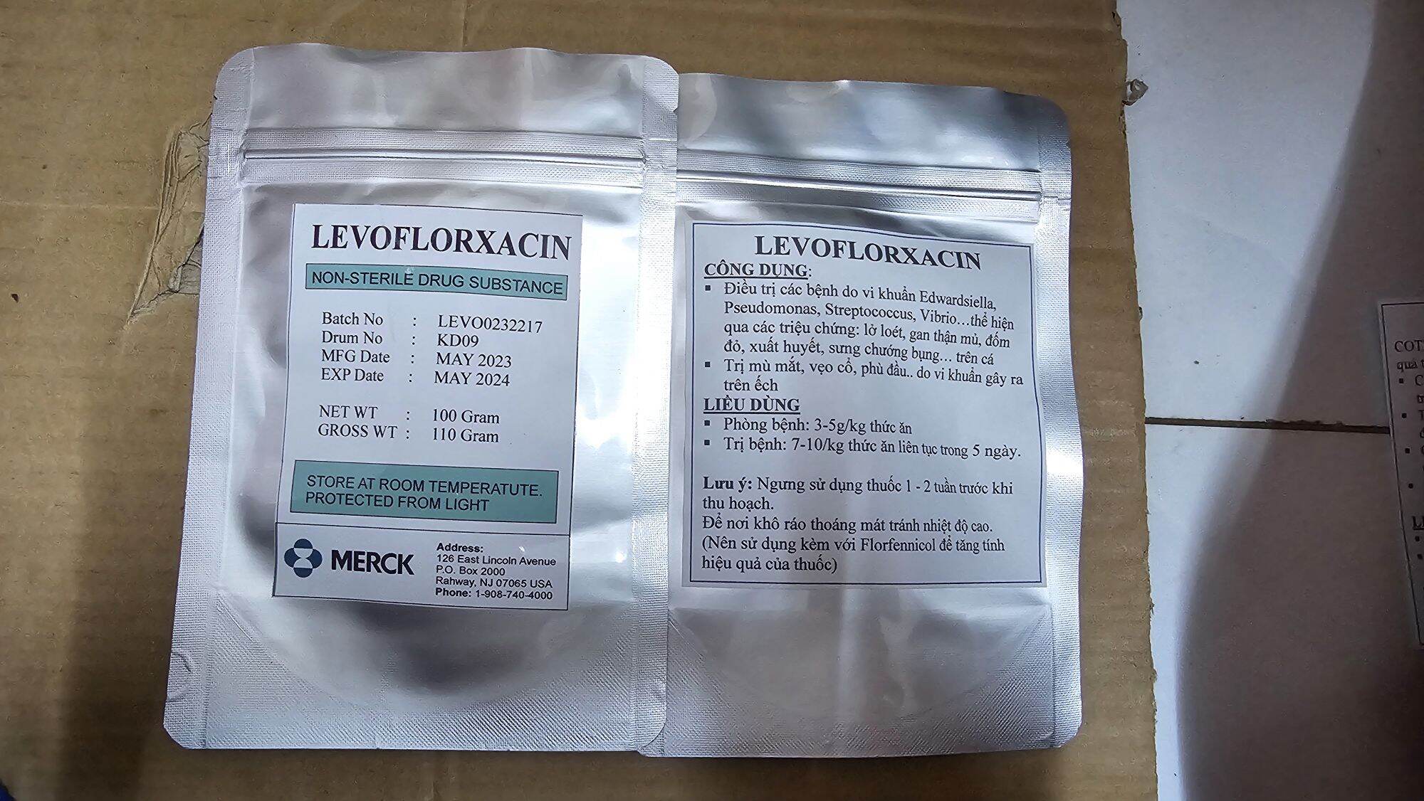 Levofloxacin 100g/gói dùng cho cá,ếch,lươn