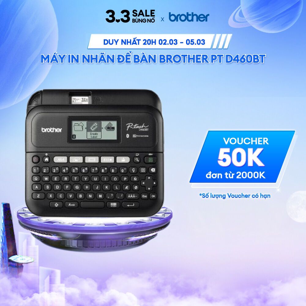 Máy in nhãn để bàn Brother PT D460BT