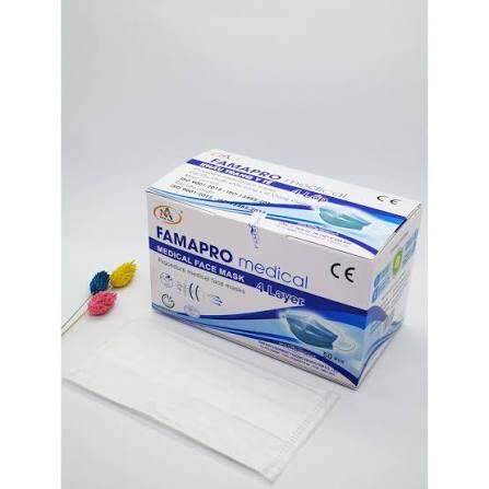 Combo 4 hộp khẩu trang kháng khuẩn 4 lớp FAMAPRO | Chất liệu vải không dệt, đeo tai, chống khuẩn, 50 chiếc mỗi hộp | Sử dụng trong môi trường y tế và hàng ngày