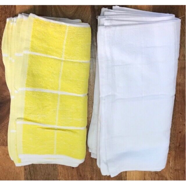Combo 10 cái khăn vuông trắng + vàng