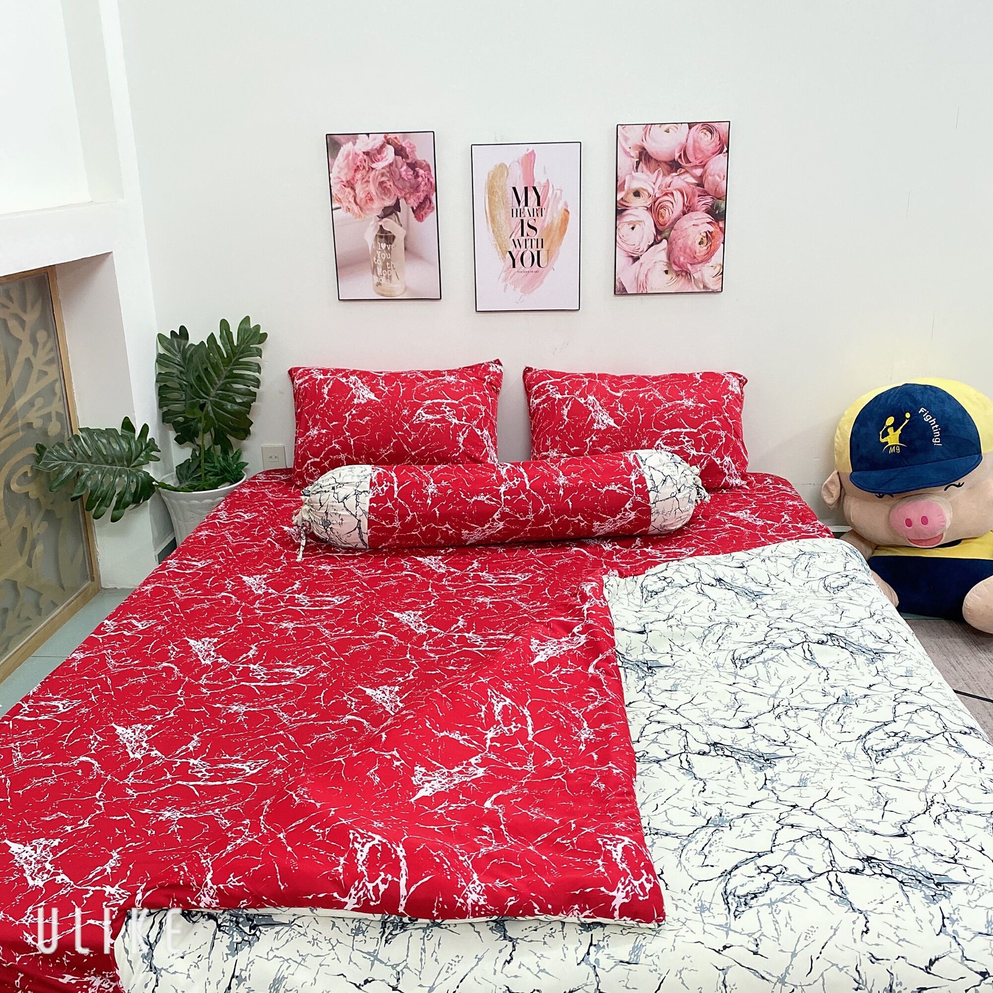 Bộ drap thun Hàn Quốc (4 món) mẫu vân đá