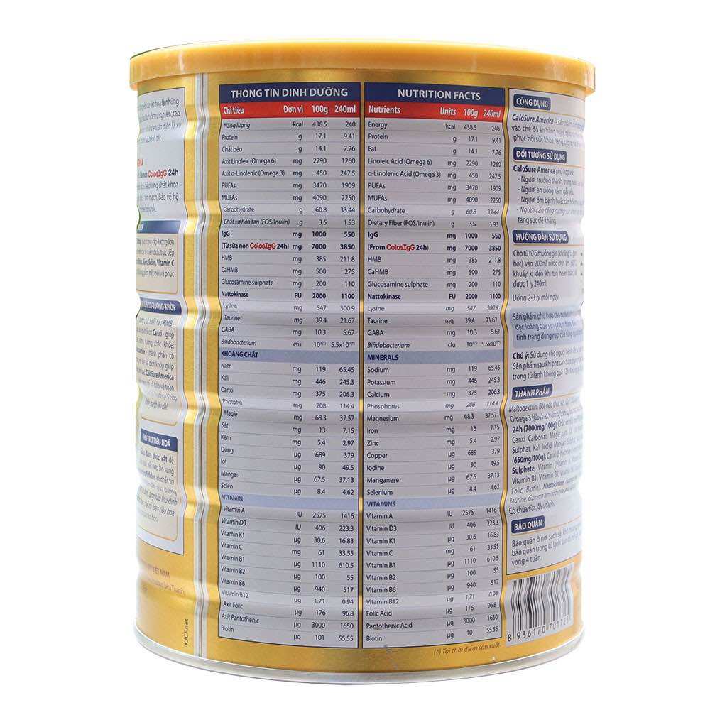 Sữa bột Vitadairy Calosure America có sữa non (800g)