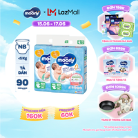 [Từ 22-23 tặng QUÀ TO-SLCH] Combo 2 tã dán cao cấp Moony Newborn 90 miếng - Nhập khẩu từ Nhật Bản