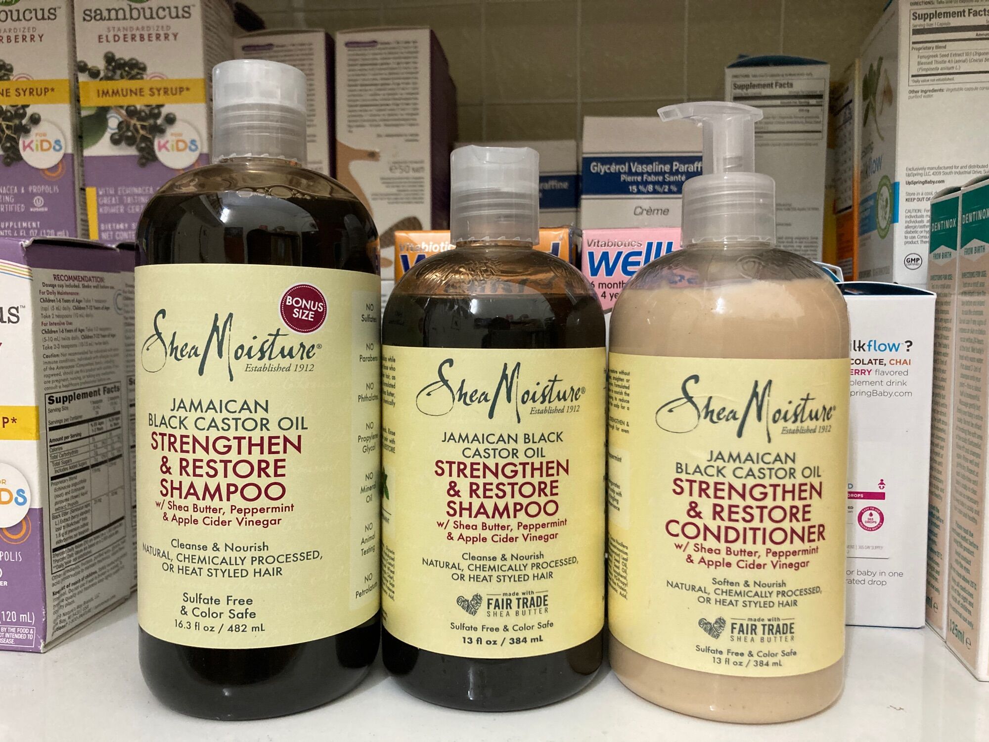 Xả gội Shea Moisture Black Castor oil 384ml, 482ml