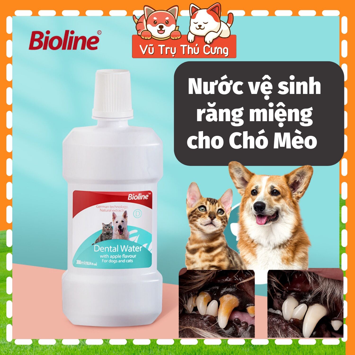 Nước uống sạch răng thơm miệng cho Chó mèo Bioline 300ml thumbnail