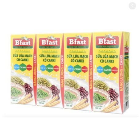 Sữa Lúa Mạch B Fast Giàu Canxi Dinh Dưỡng 1 Lốc 4hộp x 180ml DATE MỚI