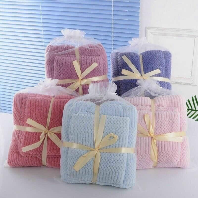 SET 2 KHĂN LÔNG CỪU HÀN QUỐC (KHĂN MẶT + KHĂN TẮM) SIÊU THẤM NƯỚC