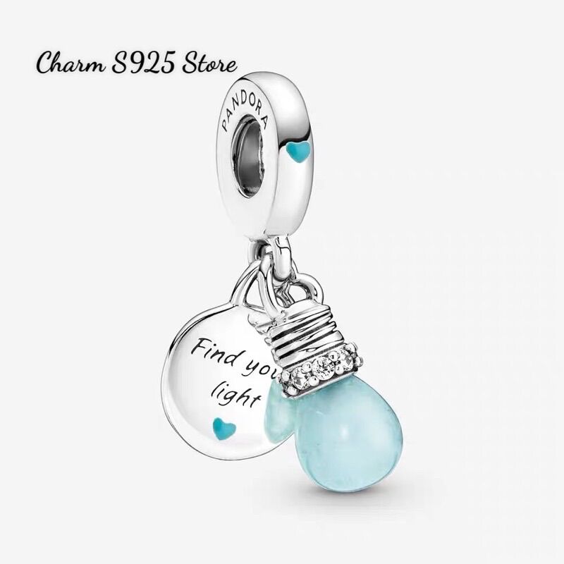 Charm pan ale bóng đèn phát sáng bạc s925 cao cấp